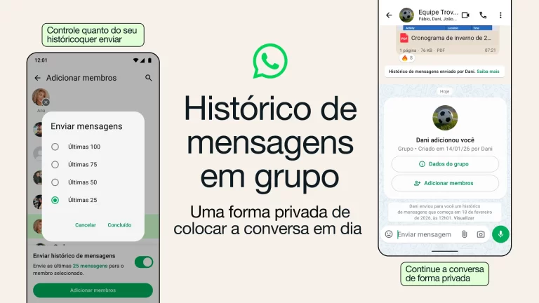 WhatsApp permite que novos membros leiam mensagens antigas de grupos